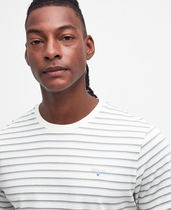 Barbour Ponte Striped T-shirt Hvide | BABO88365