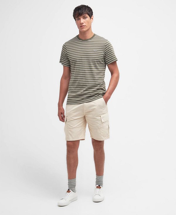 Barbour Ponte Striped T-shirt Olivengrøn | BABO88369