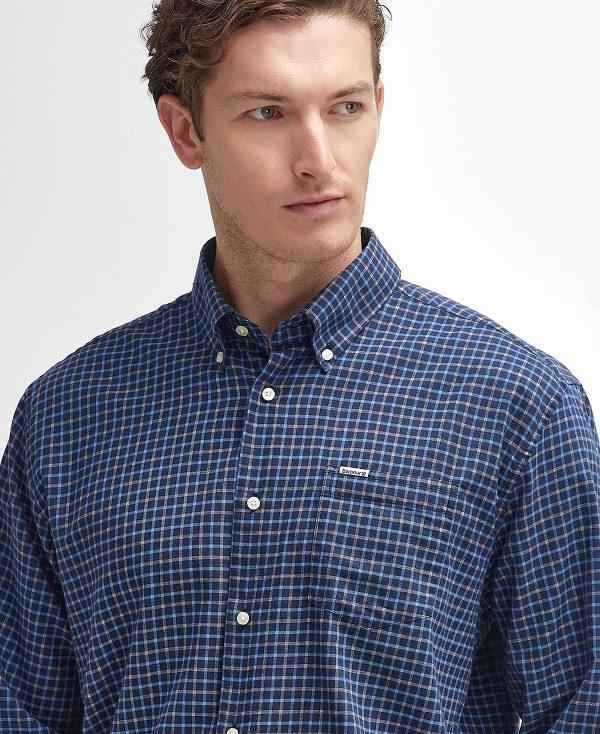 Barbour Preston Regular Long-sleeved Shirt Mørkeblå | BABO87910