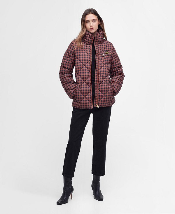 Barbour Printed Aurora Quilted Jacket Red/Black | BABO89271