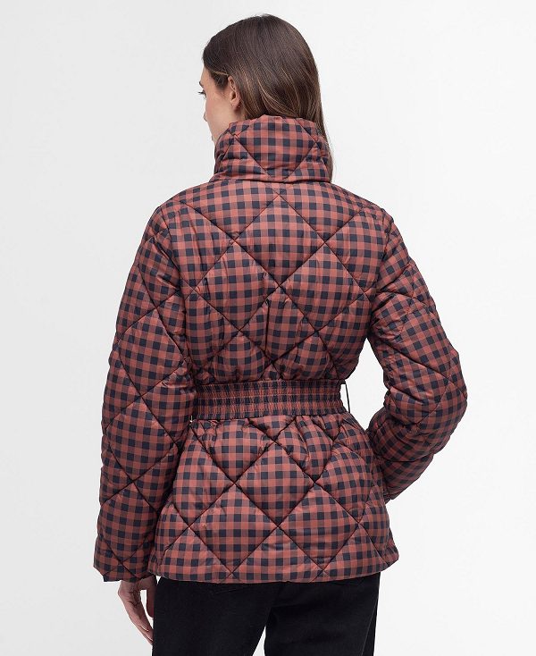 Barbour Printed Aurora Quilted Jacket Red/Black | BABO89271