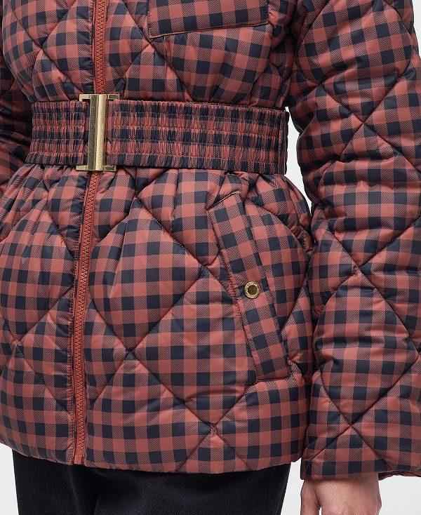 Barbour Printed Aurora Quilted Jacket Red/Black | BABO89271