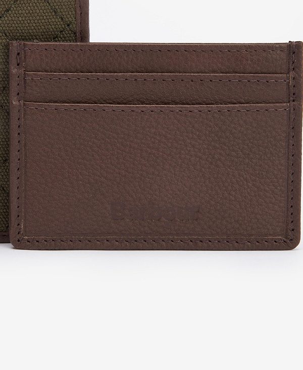 Barbour Quilted Padbury Wallet And Card Holder Gift Set Mørkebrune Olivengrøn | BABO89173