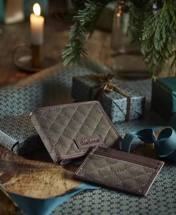 Barbour Quilted Padbury Wallet And Card Holder Gift Set Mørkebrune Olivengrøn | BABO89173