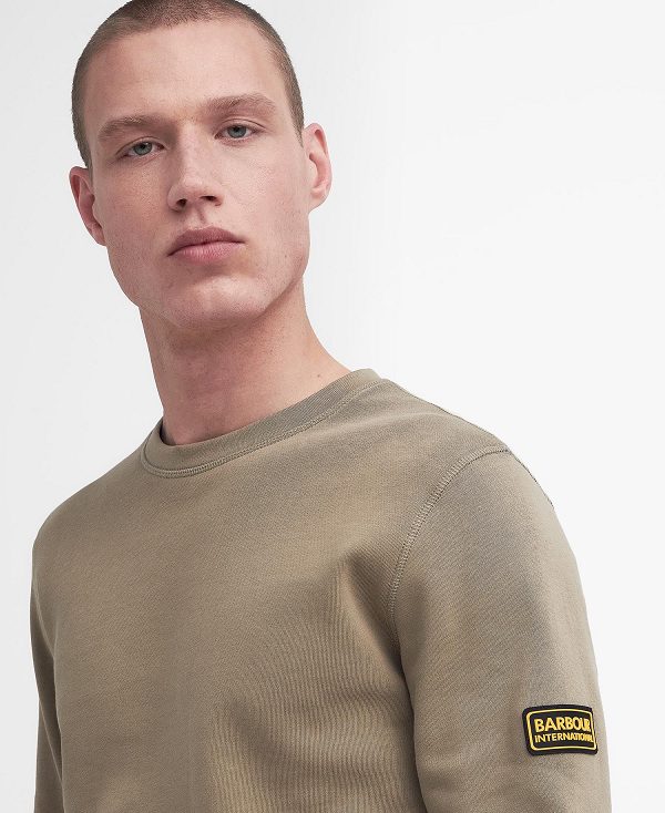 Barbour Racer Badge Sweatshirt Khaki | BABO88465