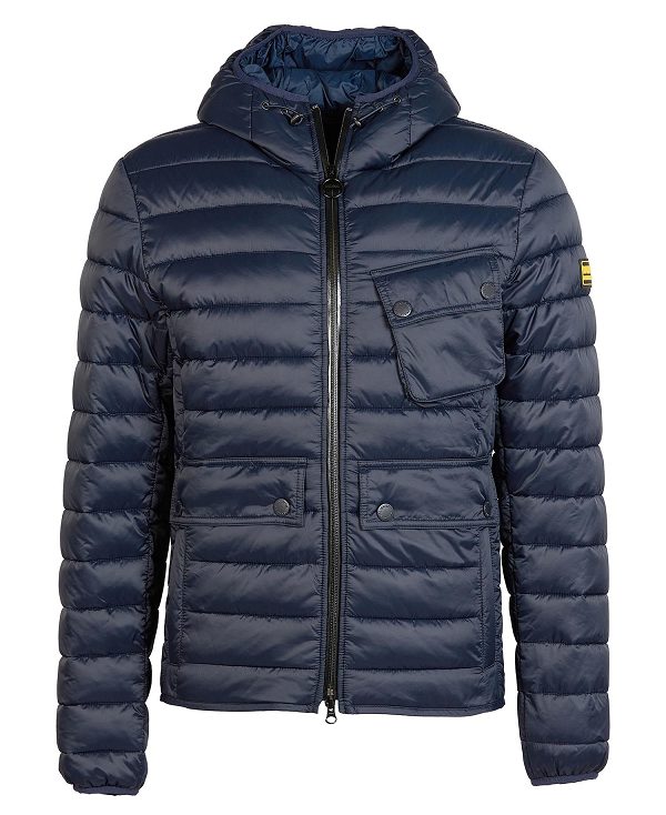 Barbour Racer Ouston Hooded Quilted Jacket Mørkeblå | BABO87295