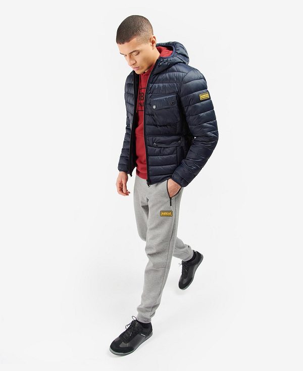 Barbour Racer Ouston Hooded Quilted Jacket Mørkeblå | BABO87295