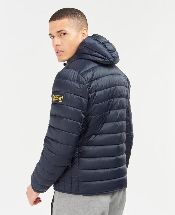 Barbour Racer Ouston Hooded Quilted Jacket Mørkeblå | BABO87295