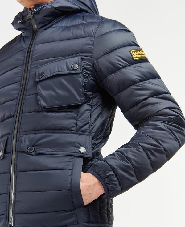 Barbour Racer Ouston Hooded Quilted Jacket Mørkeblå | BABO87295