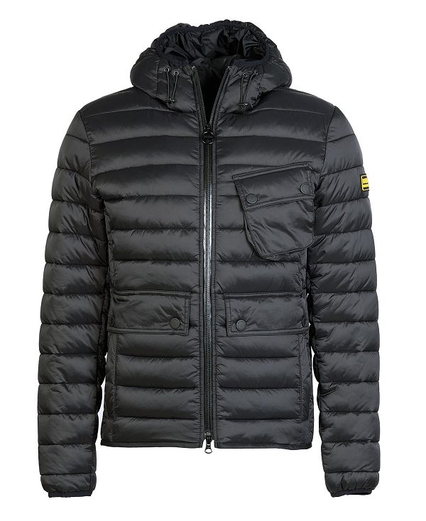 Barbour Racer Ouston Hooded Quilted Jacket Sort | BABO87296