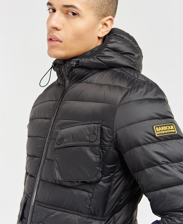 Barbour Racer Ouston Hooded Quilted Jacket Sort | BABO87296