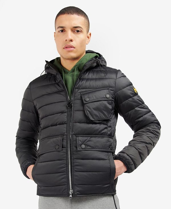 Barbour Racer Ouston Hooded Quilted Jacket Sort | BABO87296