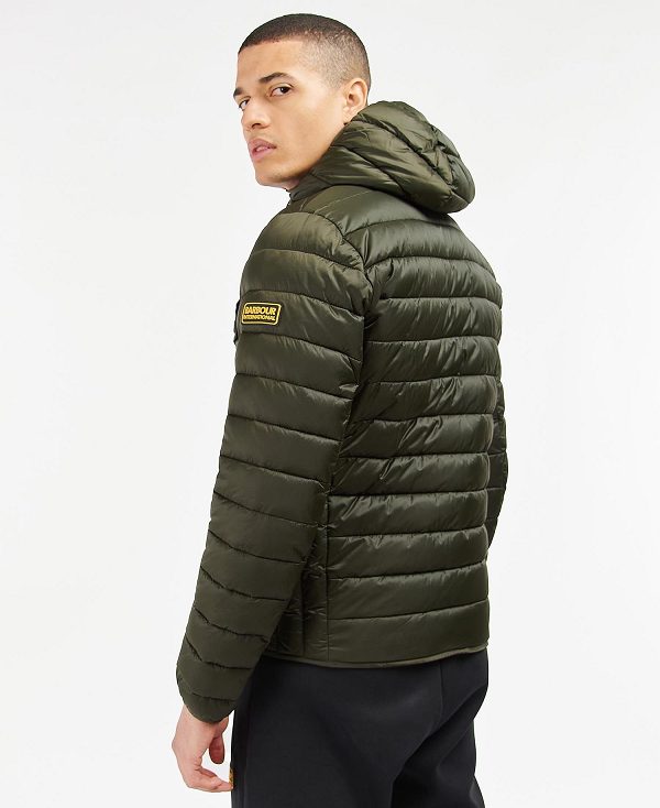 Barbour Racer Ouston Hooded Quilted Jacket Olivengrøn | BABO87312