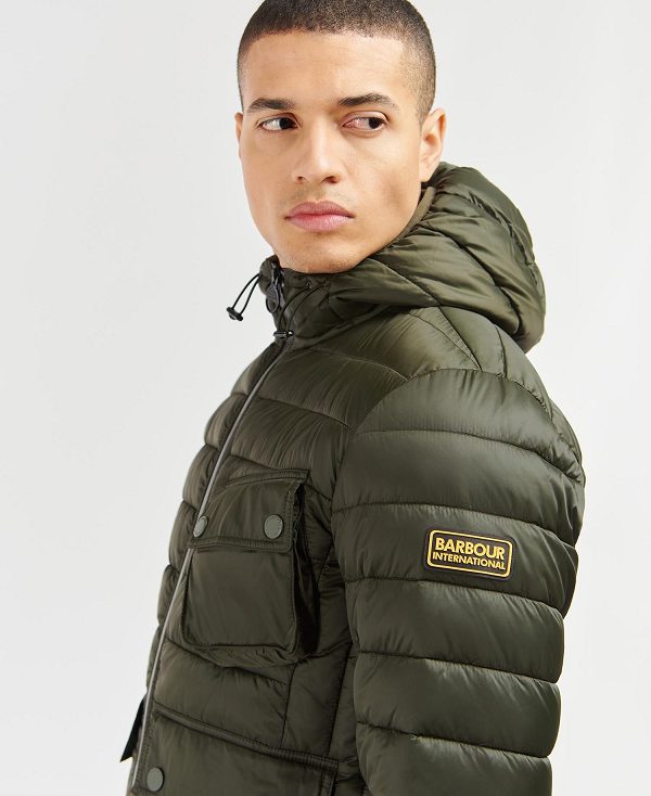 Barbour Racer Ouston Hooded Quilted Jacket Olivengrøn | BABO87312