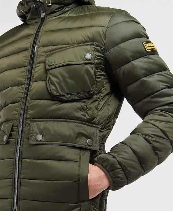 Barbour Racer Ouston Hooded Quilted Jacket Olivengrøn | BABO87312