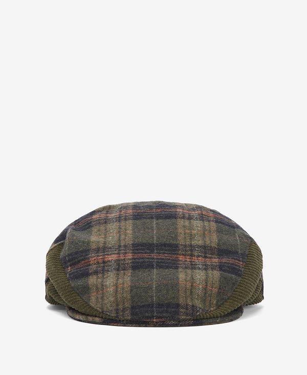 Barbour Ramsden Plaid Flat Cap Olivengrøn | BABO89068