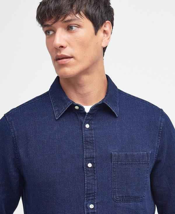 Barbour Raven Tailored Long-sleeved Shirt Indigo | BABO87732