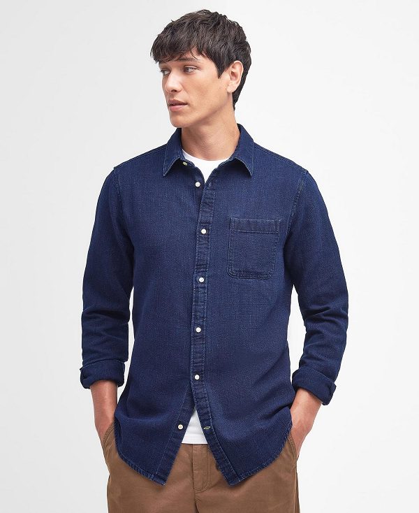 Barbour Raven Tailored Long-sleeved Shirt Indigo | BABO87732