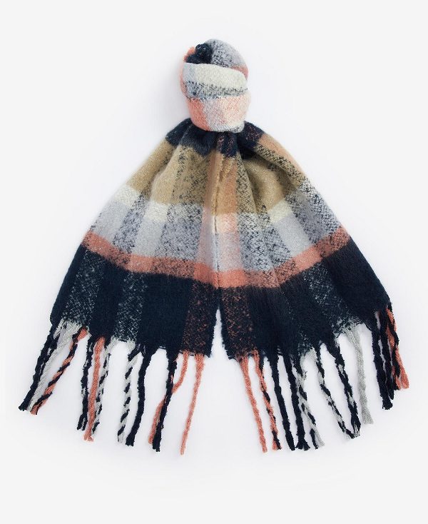 Barbour Rawson Scarf Mørkeblå Lyserød Rød | BABO90124