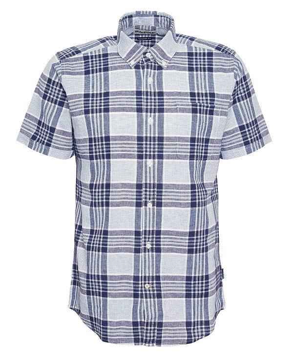 Barbour Reading Tailored Short-sleeved Shirt Mørkeblå | BABO87769