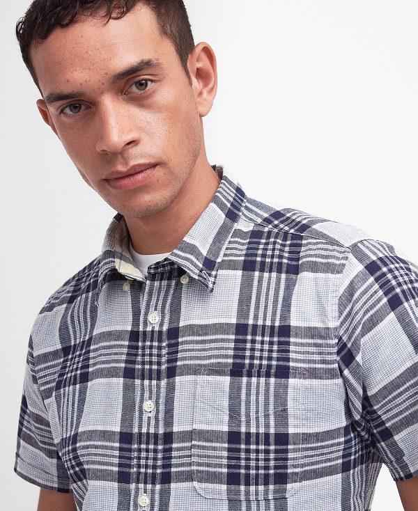 Barbour Reading Tailored Short-sleeved Shirt Mørkeblå | BABO87769