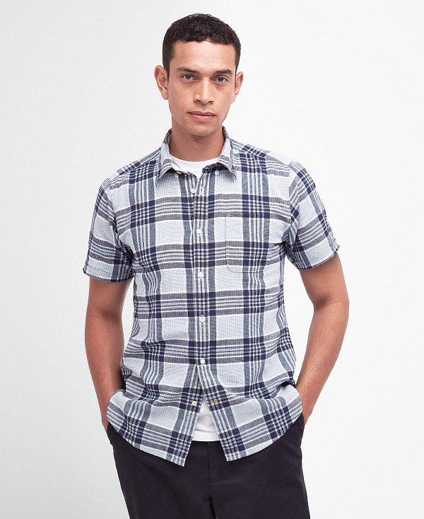 Barbour Reading Tailored Short-sleeved Shirt Mørkeblå | BABO87769