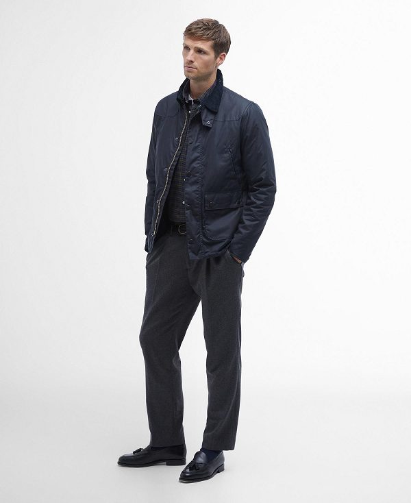 Barbour Reelin Wax Jacket Mørkeblå | BABO87241