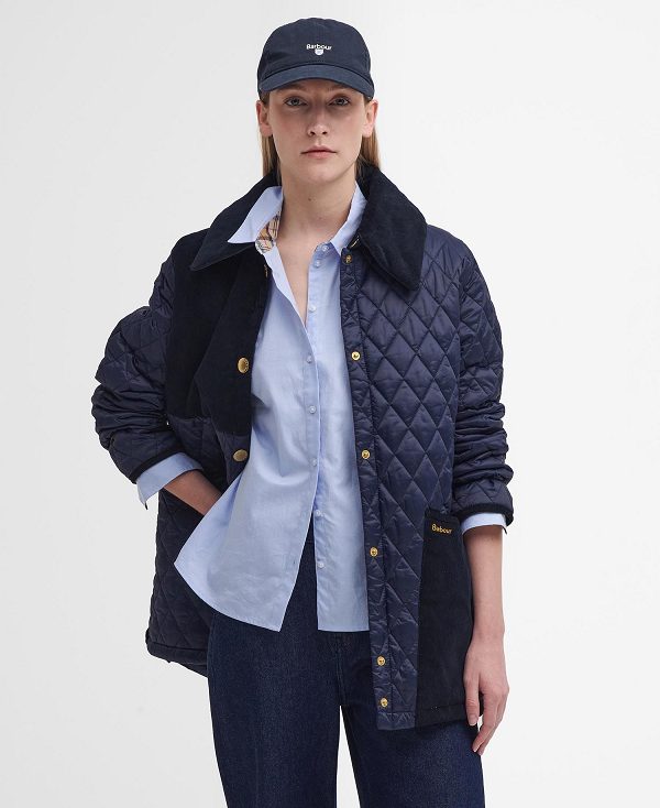 Barbour Reeth Patchwork Quilted Jacket Mørkeblå | BABO89373