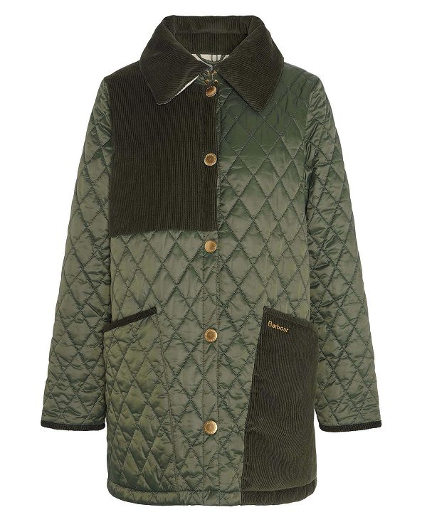 Barbour Reeth Patchwork Quilted Jacket Olivengrøn | BABO89356