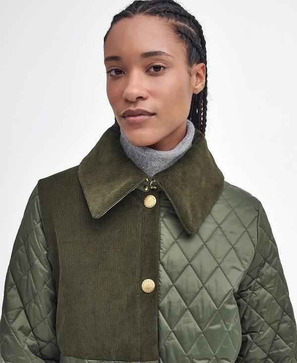 Barbour Reeth Patchwork Quilted Jacket Olivengrøn | BABO89356