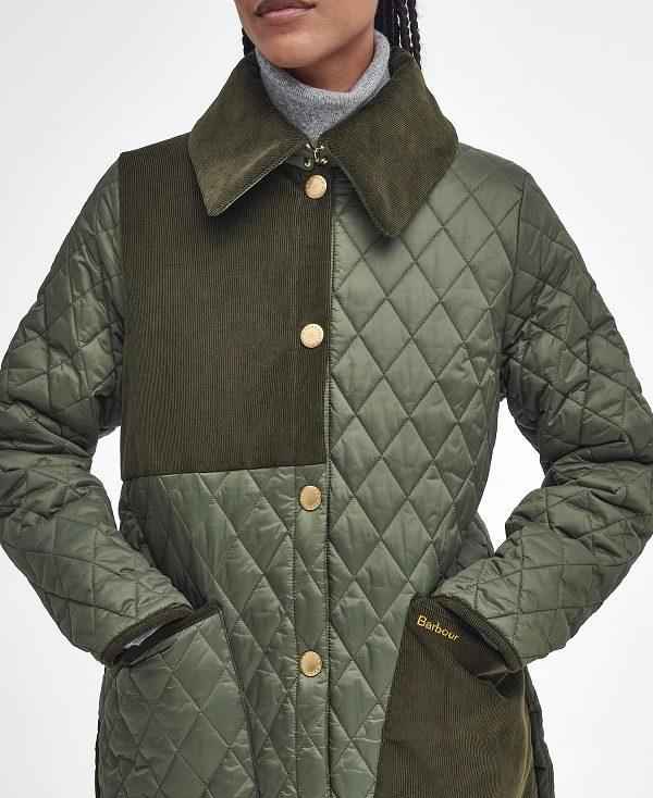 Barbour Reeth Patchwork Quilted Jacket Olivengrøn | BABO89356