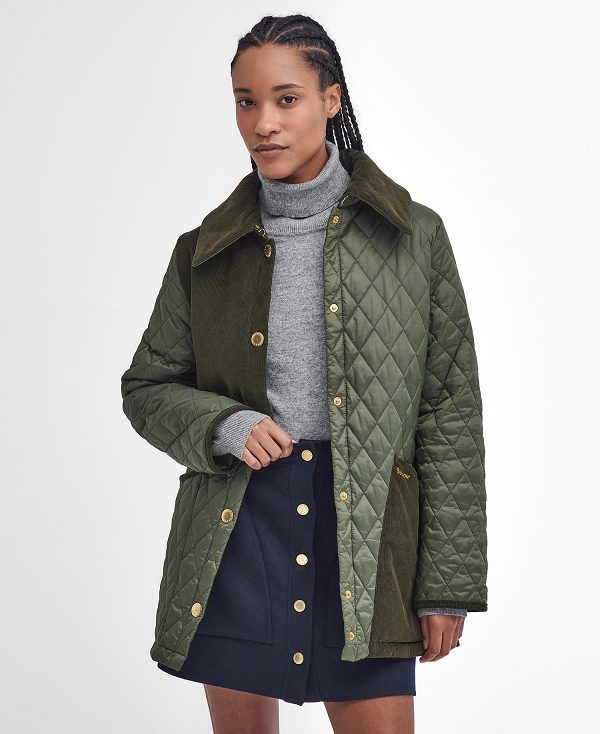 Barbour Reeth Patchwork Quilted Jacket Olivengrøn | BABO89356