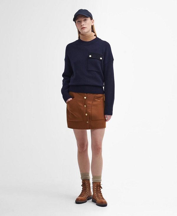 Barbour Reighton Crew Neck Jumper Mørkeblå | BABO89763