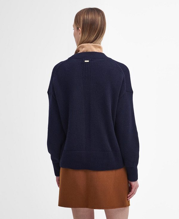 Barbour Reighton Crew Neck Jumper Mørkeblå | BABO89763