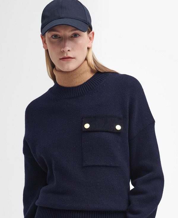 Barbour Reighton Crew Neck Jumper Mørkeblå | BABO89763