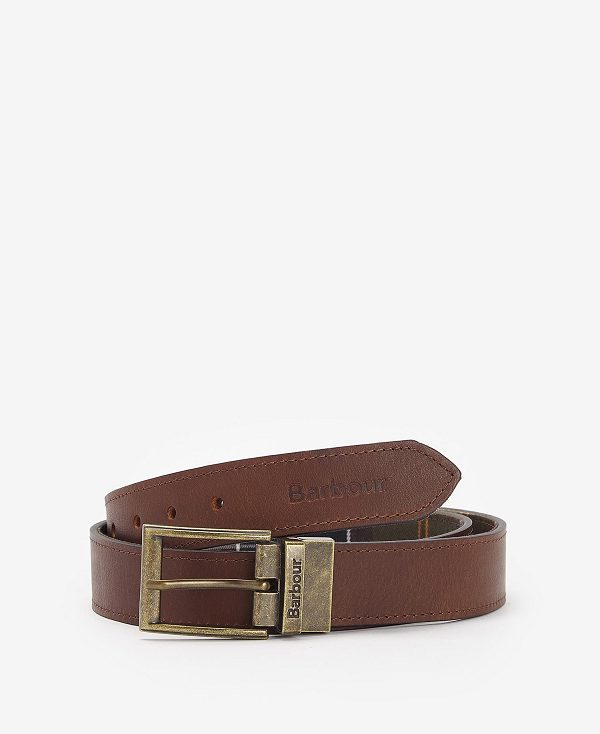 Barbour Reversible Tartan Leather Belt Brune | BABO88951