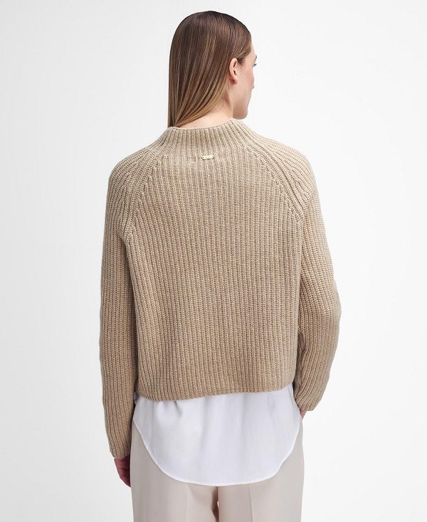 Barbour Rhonda High-neck Jumper Beige | BABO89743