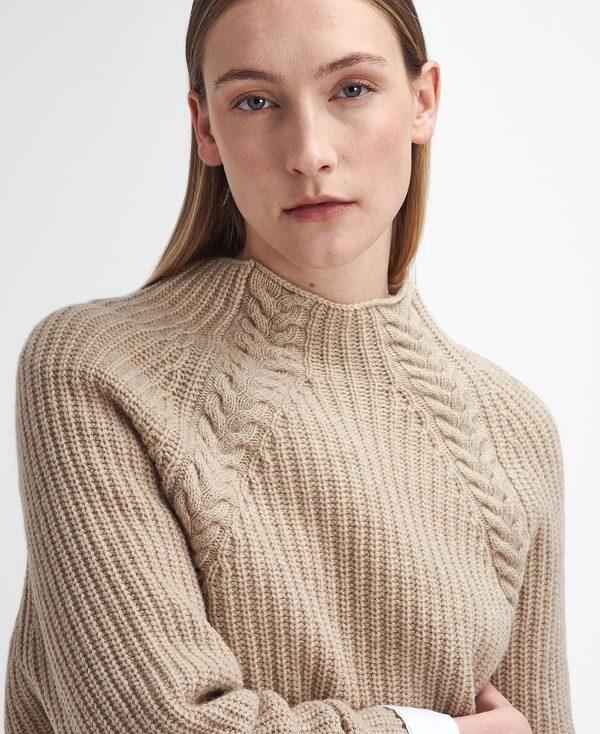 Barbour Rhonda High-neck Jumper Beige | BABO89743