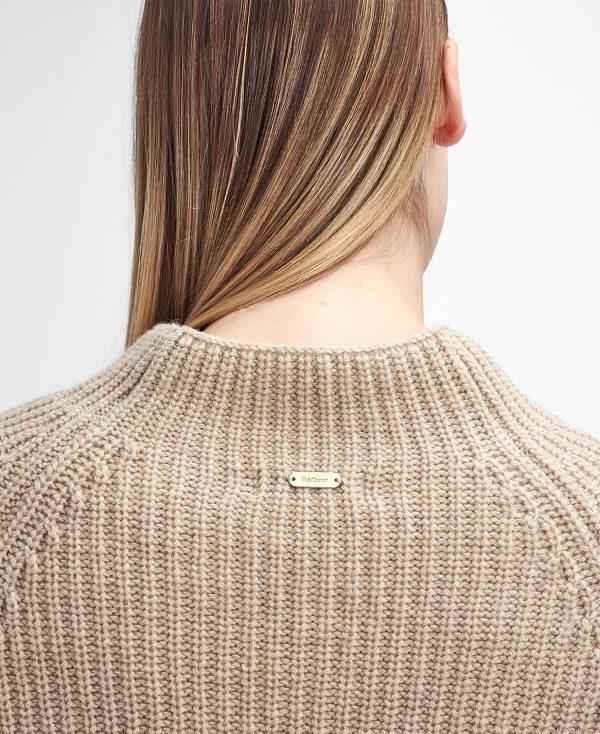 Barbour Rhonda High-neck Jumper Beige | BABO89743