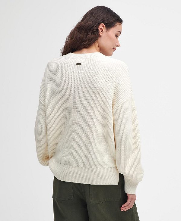 Barbour Rib-stitch Crew Neck Jumper Beige | BABO89711