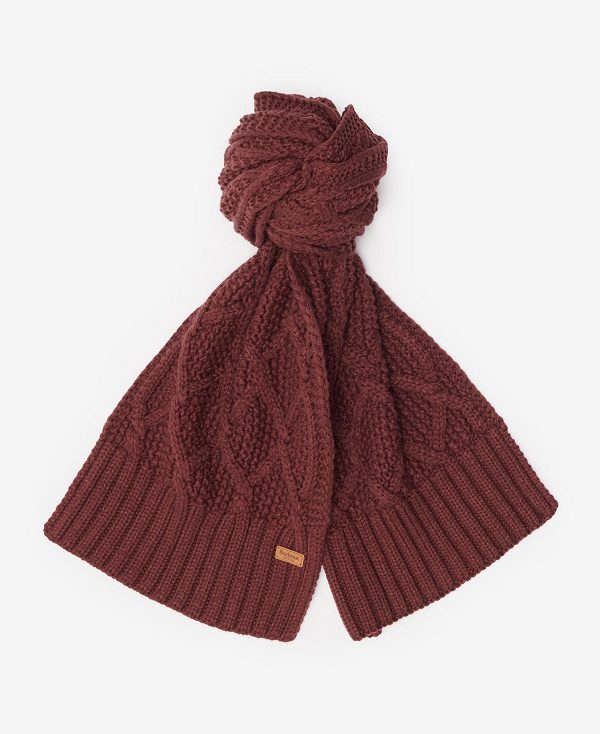 Barbour Ridley Beanie & Scarf Gift Set Mørkerød | BABO90027