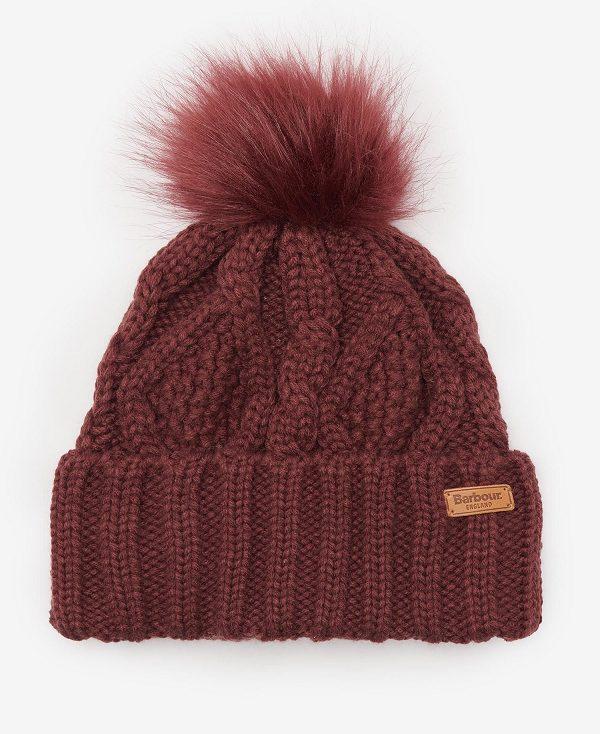 Barbour Ridley Beanie & Scarf Gift Set Mørkerød | BABO90027