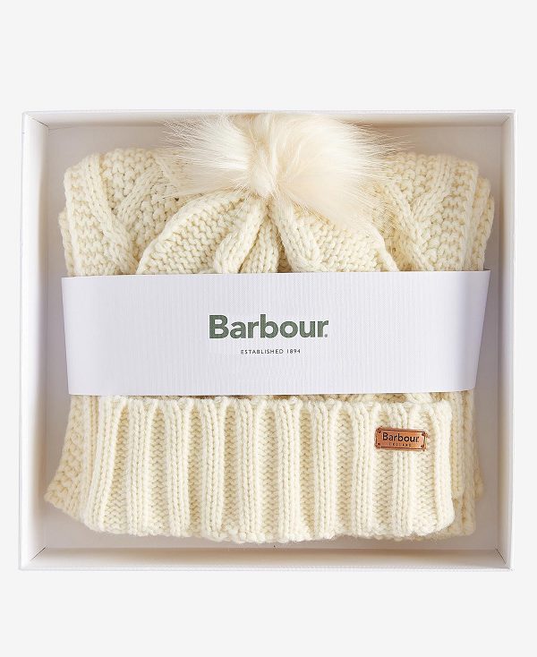 Barbour Ridley Beanie & Scarf Gift Set Citron | BABO90047