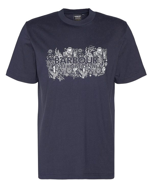 Barbour Ridley Graphic T-shirt Mørkeblå | BABO88337