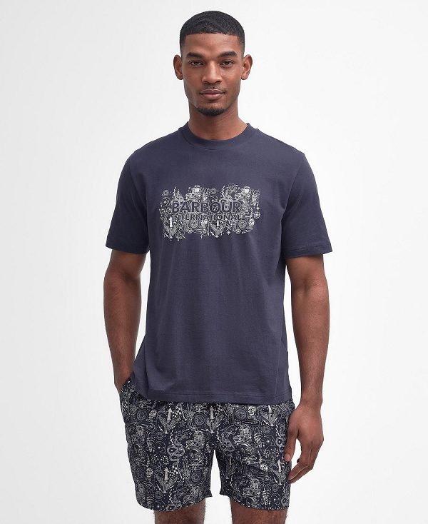 Barbour Ridley Graphic T-shirt Mørkeblå | BABO88337