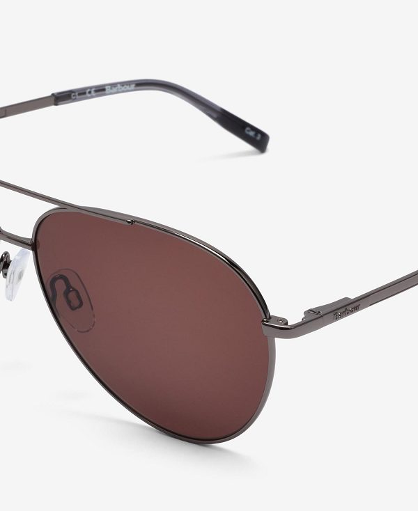 Barbour Round Aviator Sunglasses Bordeaux | BABO89177