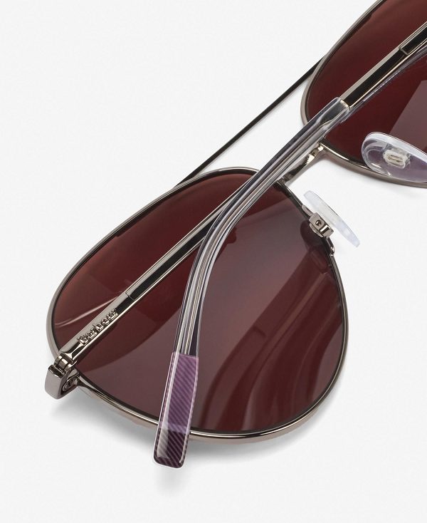 Barbour Round Aviator Sunglasses Bordeaux | BABO89177