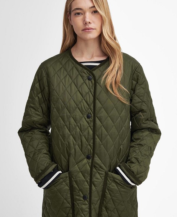 Barbour Round Collar Quilted Jacket Olivengrøn | BABO89370