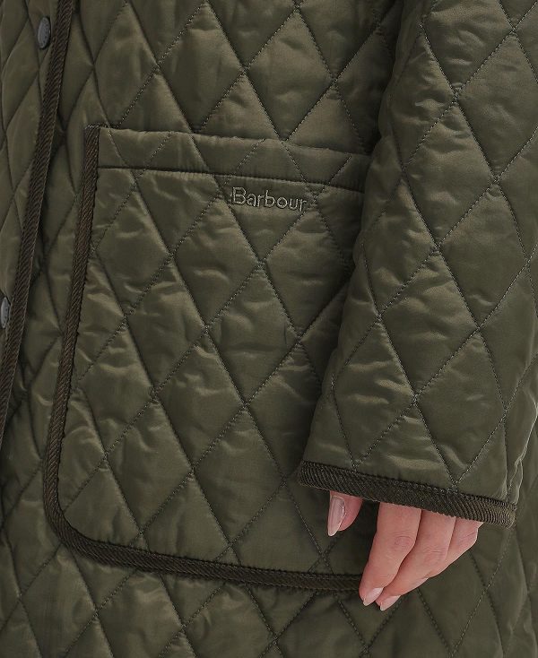 Barbour Round Collar Quilted Jacket Olivengrøn | BABO89370