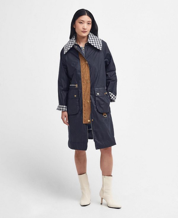 Barbour Runswick Waxed Jacket Mørkeblå | BABO89199